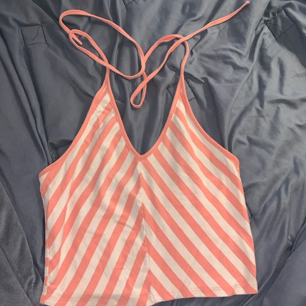 Pink and white crop top